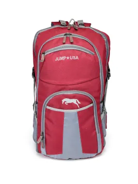 JUMP USA Unisex Maroon & Grey Travel Brand Logo Rucksack