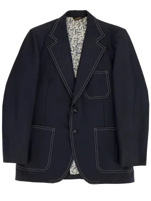 1970s Navy Contrast Stitch Vintage Blazer