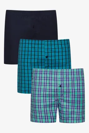 3 Pack Check Boxers Green