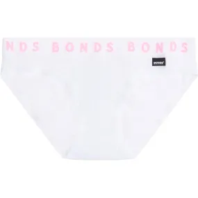 3 x Bonds Girls Stretchies Bikini Underwear Brief Kids Undies Knickers White