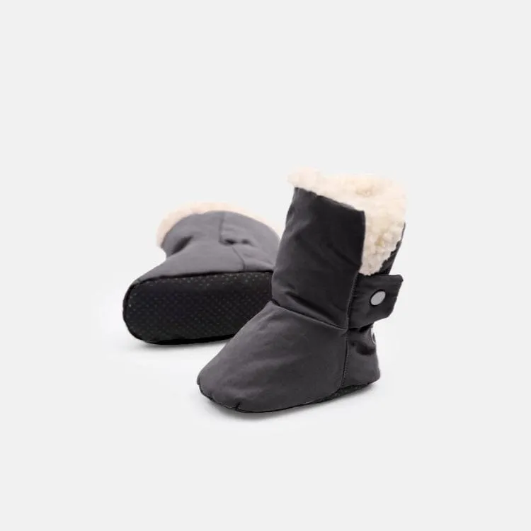 7AM Benji Sherpa Baby Booties - Smokey