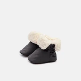 7AM Benji Sherpa Baby Booties - Smokey