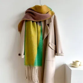 Accity | Geometric Colorblock Scarf: Yellow and Green