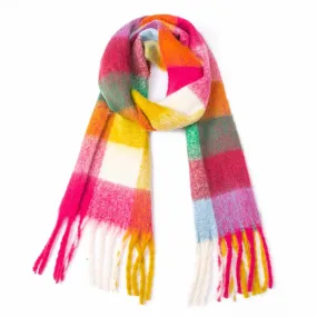 Accity | PLAID PATTERN FRINGE TRIM WINTER SCARF: MAROON