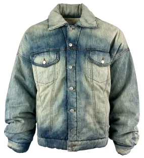 Alchemist Apollo Padded Denim Trucker Jacket in Faded Blue