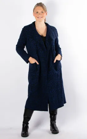 Animal Print Coat | Navy