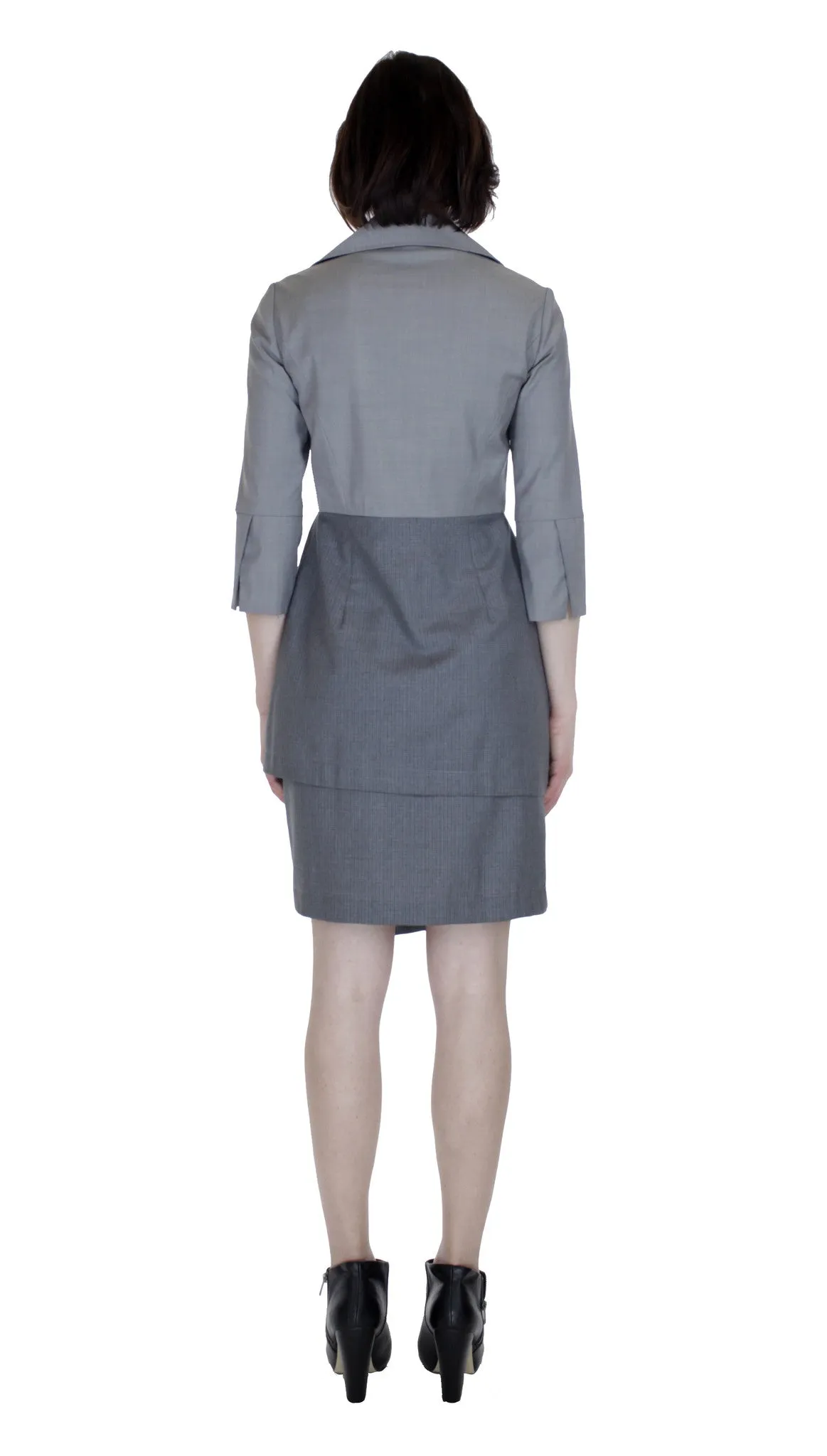 Asym Placket Double Tier Colorblock Shirtdress