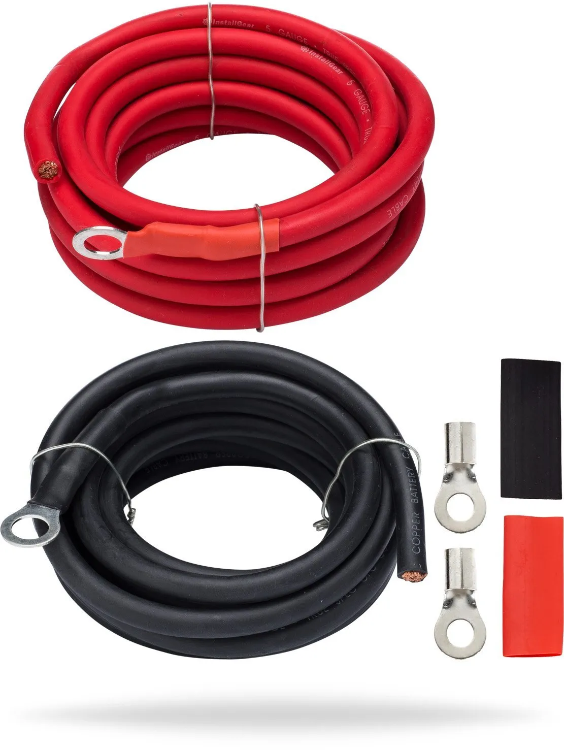 Awg 5 Gauge 10ft Battery Power Inverter Cables - 2ct Red/Black Battery Cable