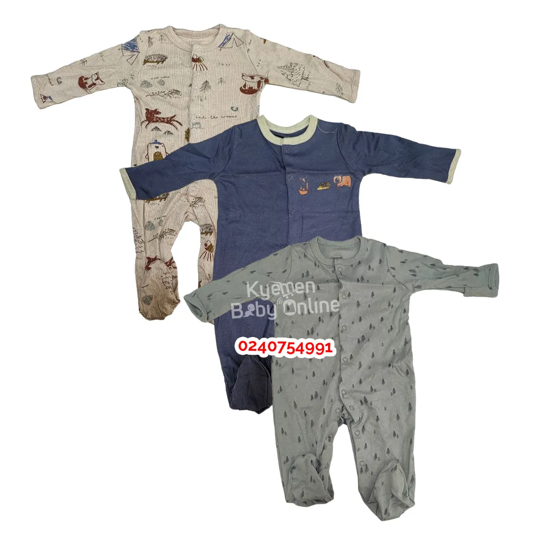 Baby Sleep Suit / Sleep Wear / Overall (Mamas And Papas 3Pcs)  3-6 Months.