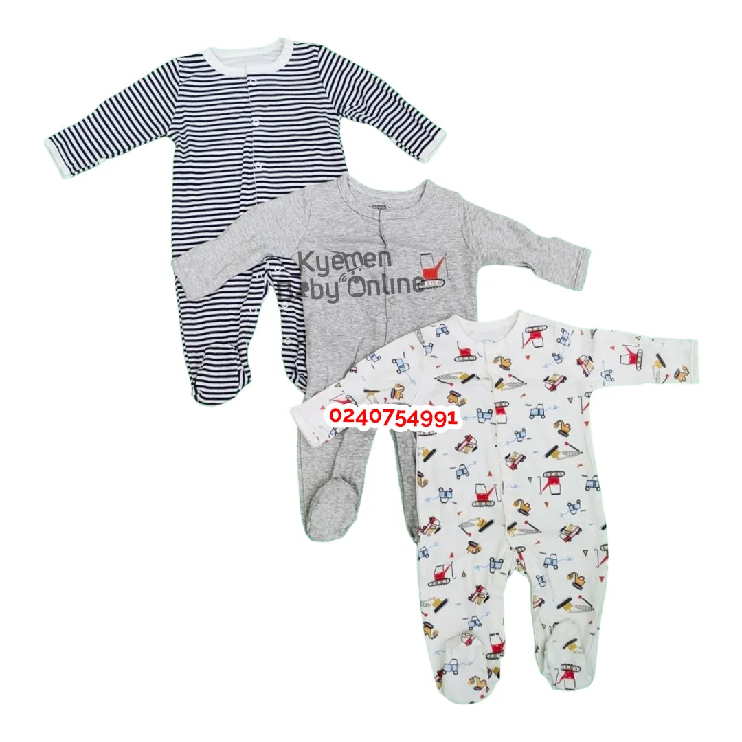 Baby Sleep Suit / Sleep Wear / Overall (Mamas And Papas 3Pcs)  3-6 Months.