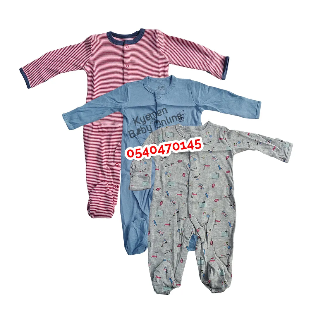 Baby Sleep Suit / Sleep Wear / Overall (Mamas And Papas 3Pcs)  3-6 Months.