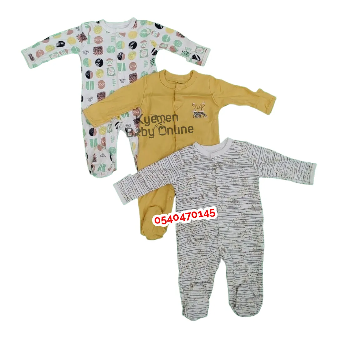 Baby Sleep Suit / Sleep Wear / Overall (Mamas And Papas 3Pcs)  3-6 Months.