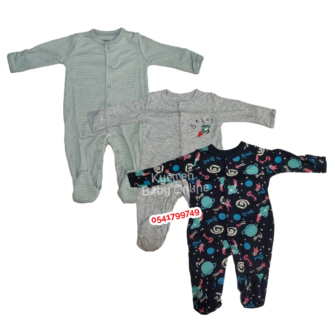 Baby Sleep Suit / Sleep Wear / Overall (Mamas And Papas 3Pcs)  3-6 Months.