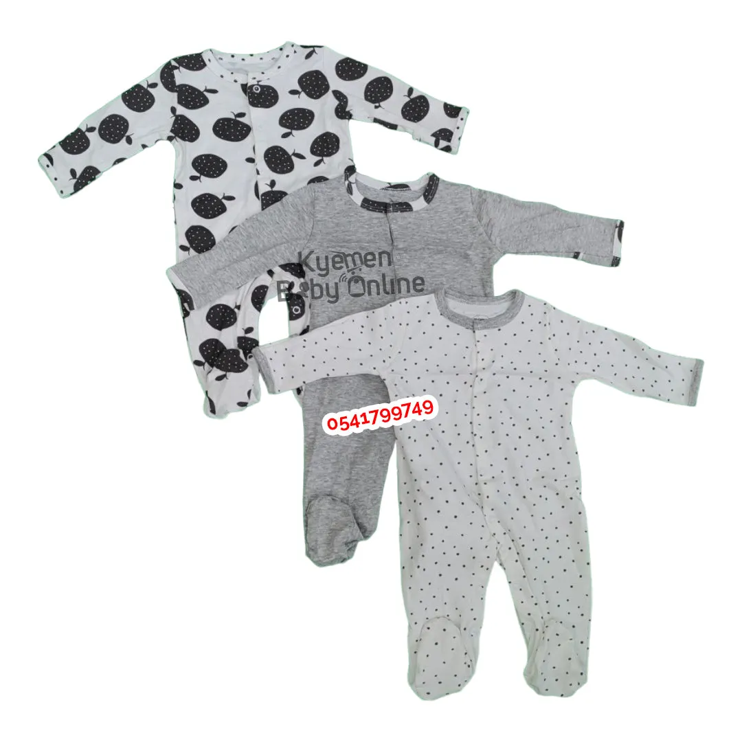 Baby Sleep Suit / Sleep Wear / Overall (Mamas And Papas 3Pcs)  3-6 Months.