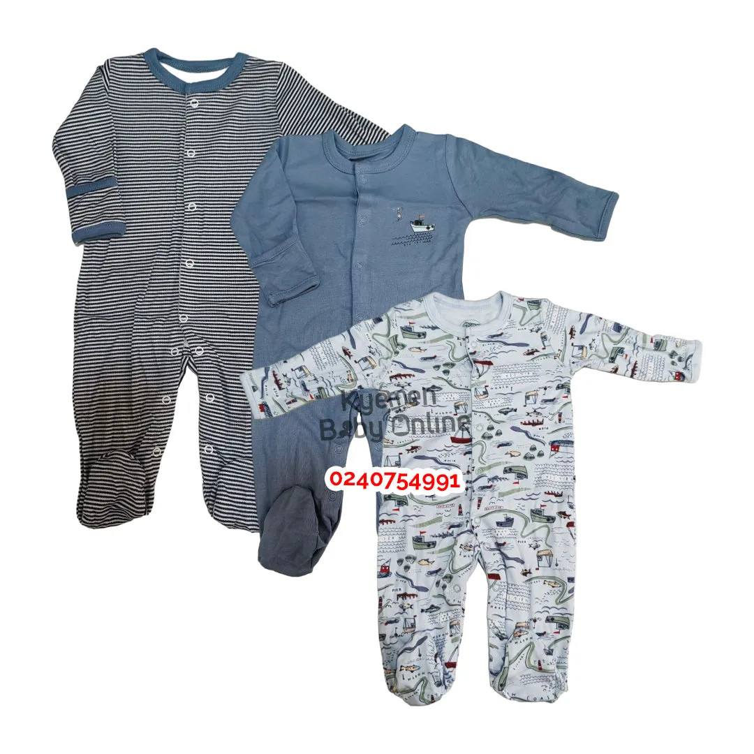 Baby Sleep Suit / Sleep Wear / Overall (Mamas And Papas 3Pcs)  3-6 Months.