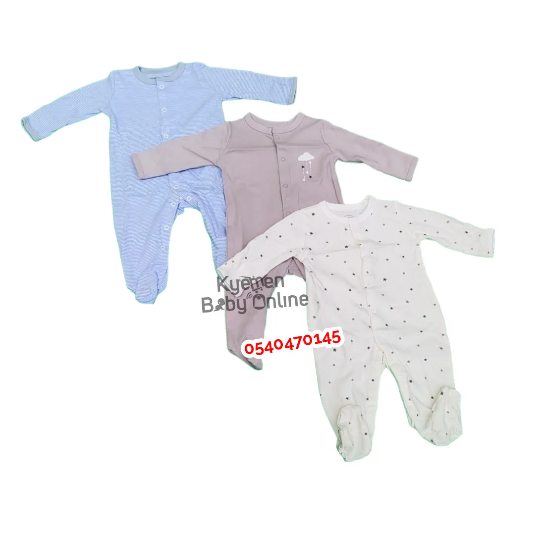 Baby Sleep Suit / Sleep Wear / Overall (Mamas And Papas 3Pcs)  3-6 Months.