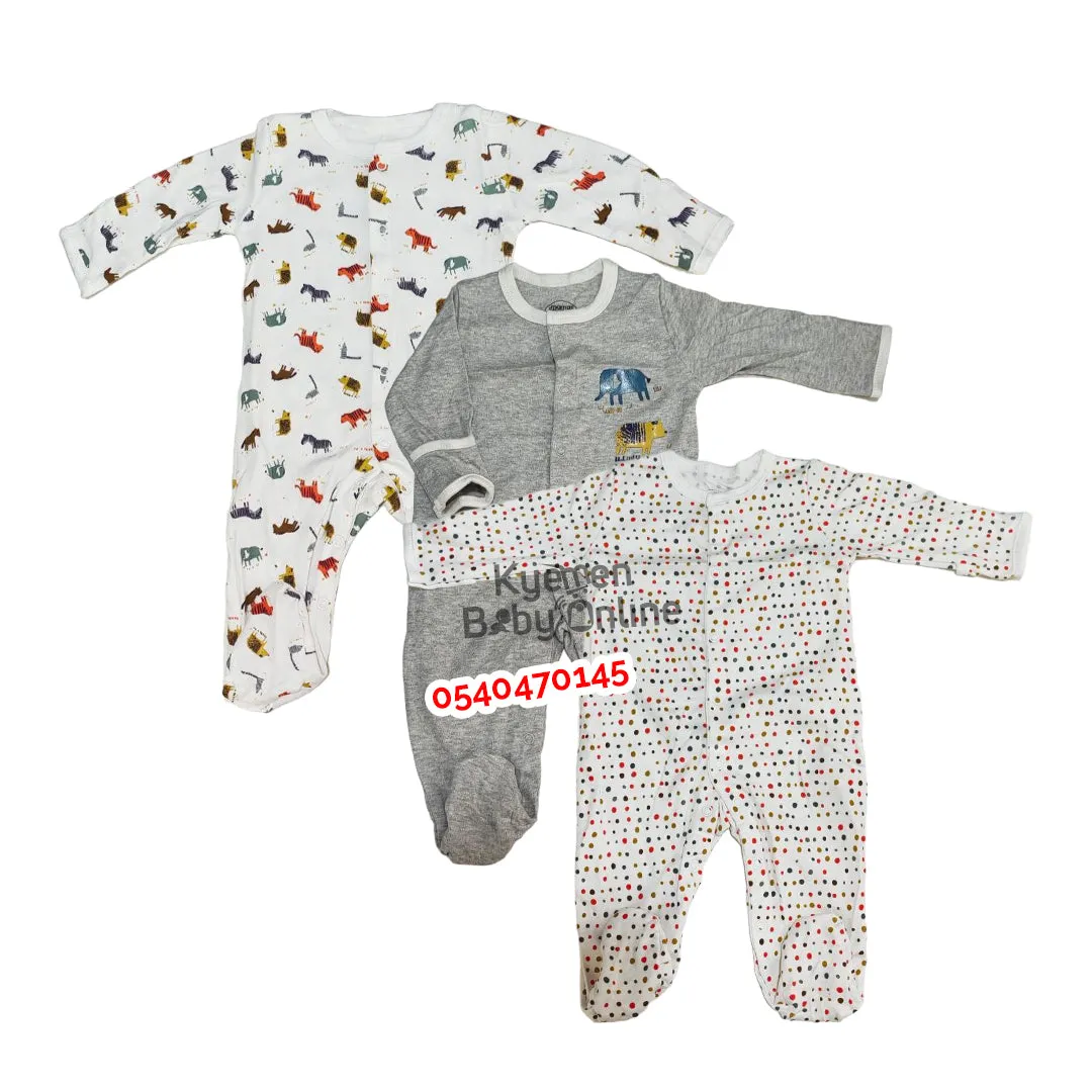 Baby Sleep Suit / Sleep Wear / Overall (Mamas And Papas 3Pcs)  3-6 Months.