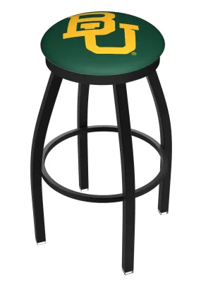 Baylor Bears HBS Black Swivel Bar Stool with Green Cushion