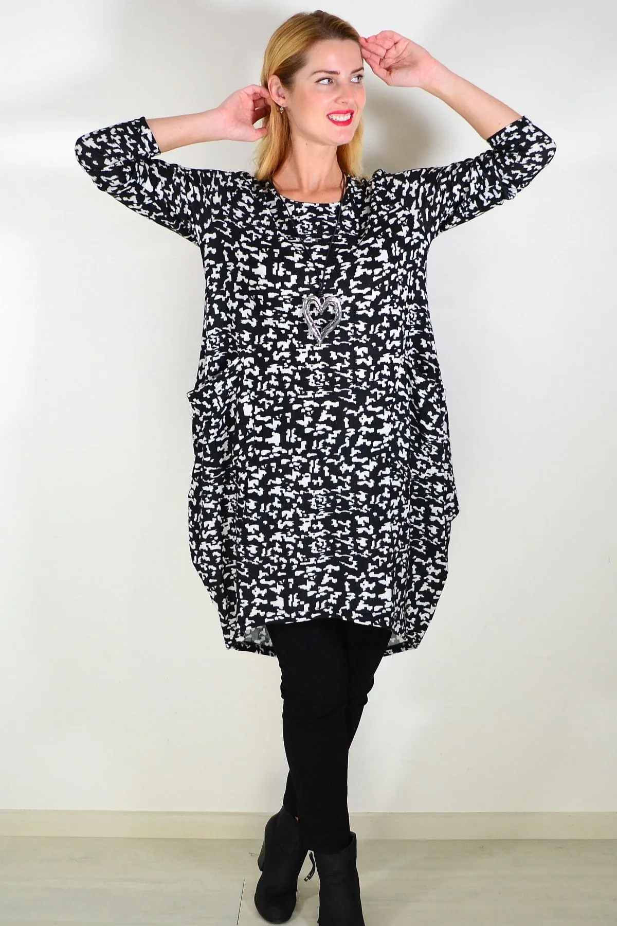 Black Digitech Knit Tunic Top