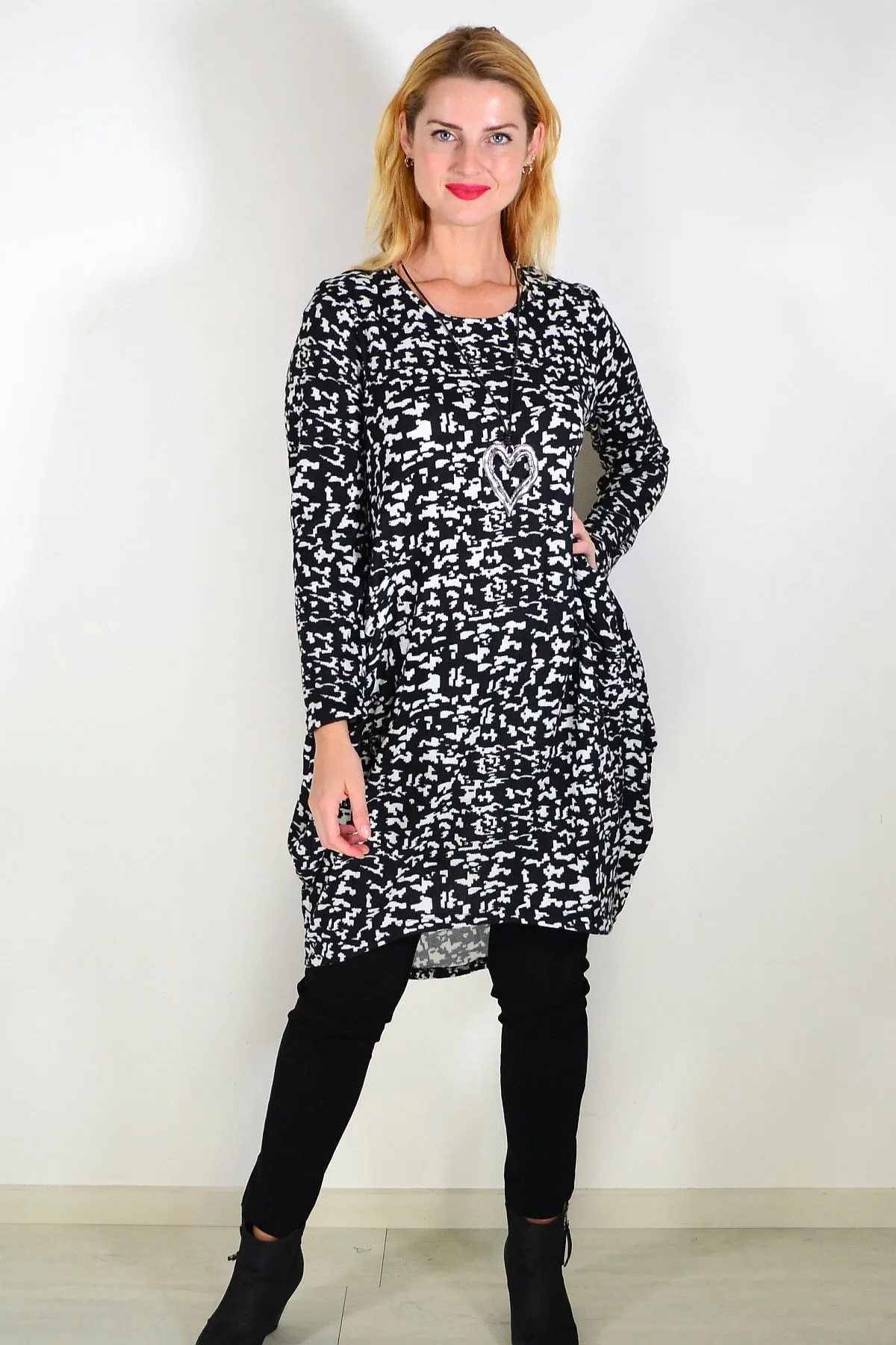 Black Digitech Knit Tunic Top