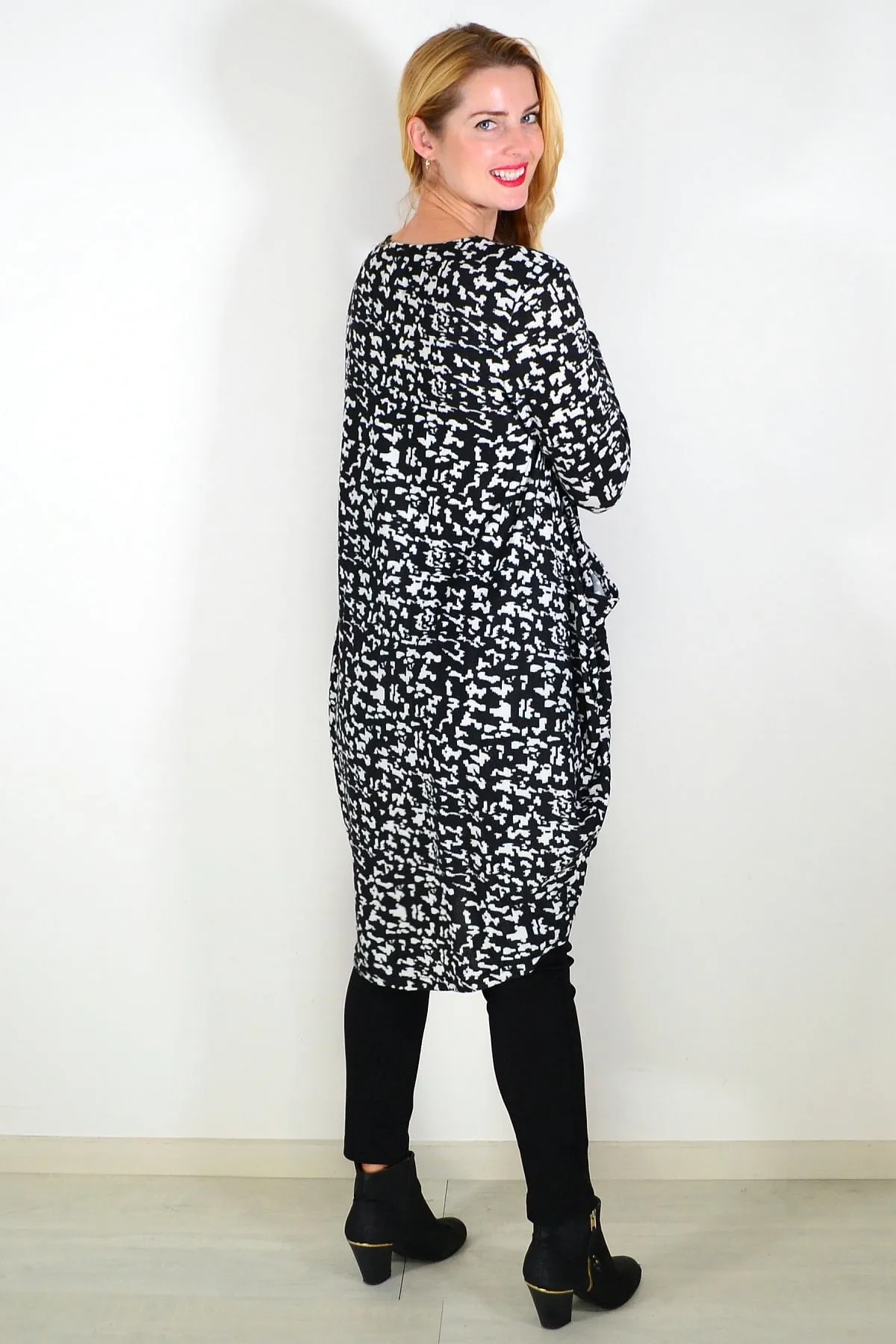 Black Digitech Knit Tunic Top