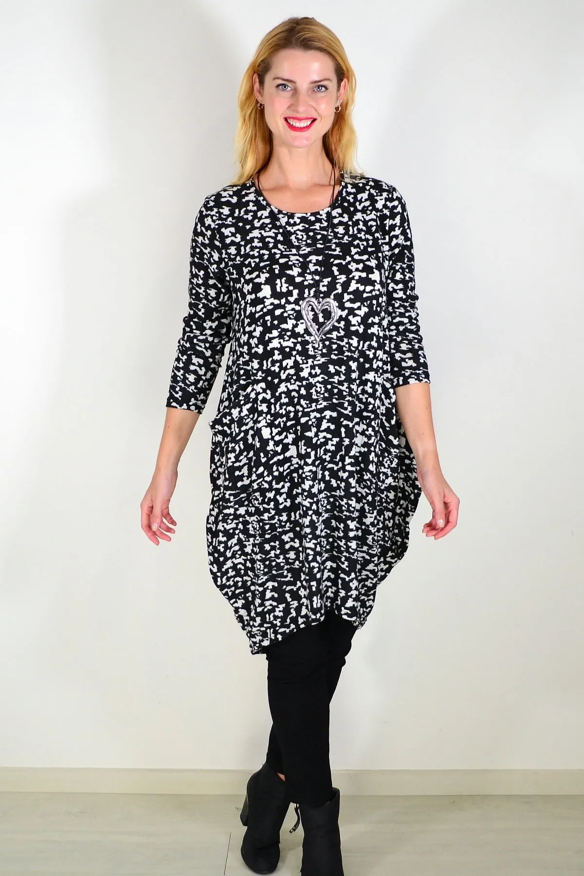 Black Digitech Knit Tunic Top