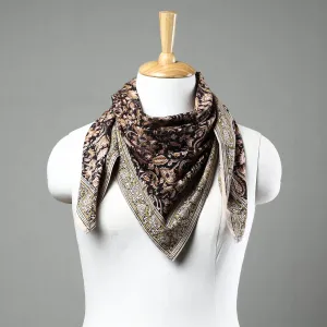 Black - Pedana Kalamkari Block Printed Natural Dyed Cotton Scarf 16