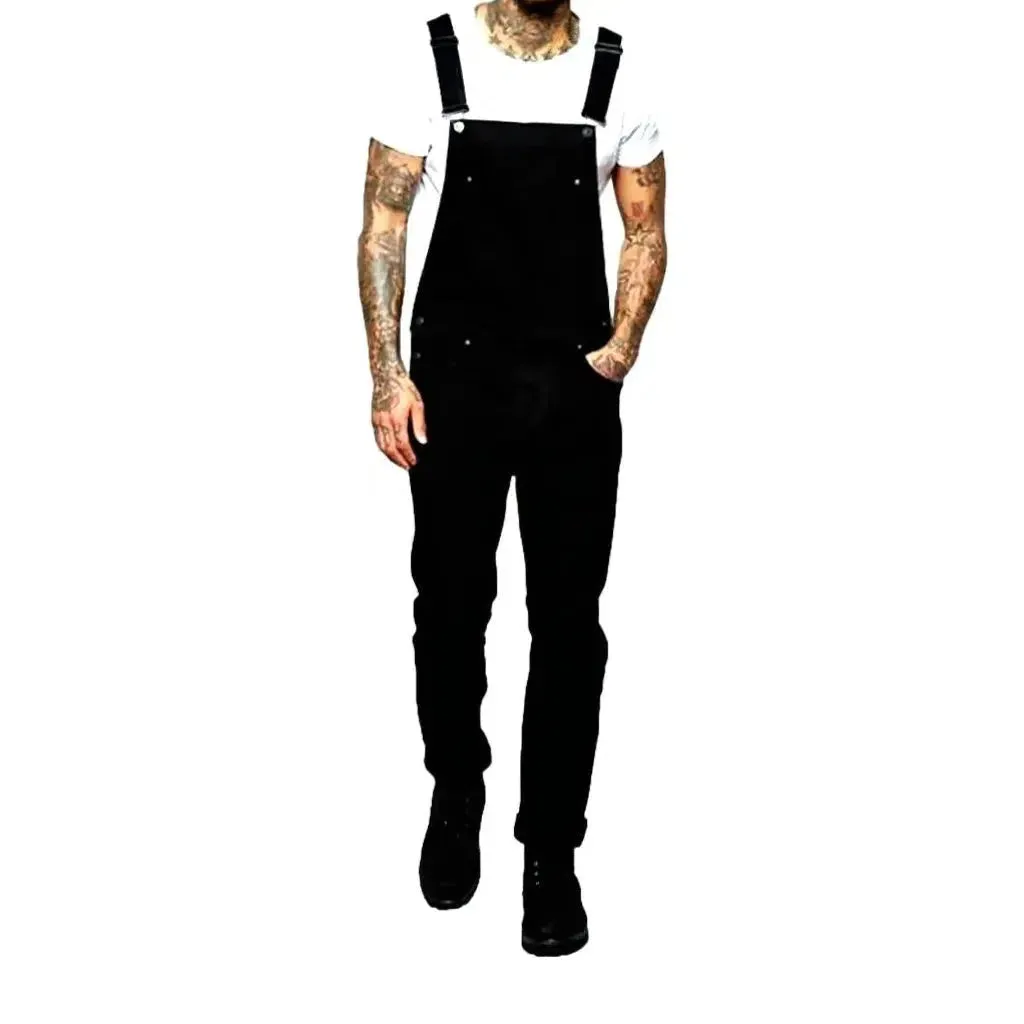 Black slim men's jean overall