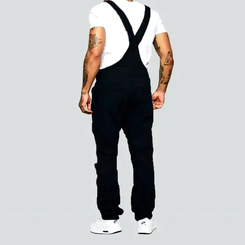 Black slim men's jean overall