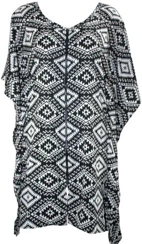 Black White Front Open Kaftan