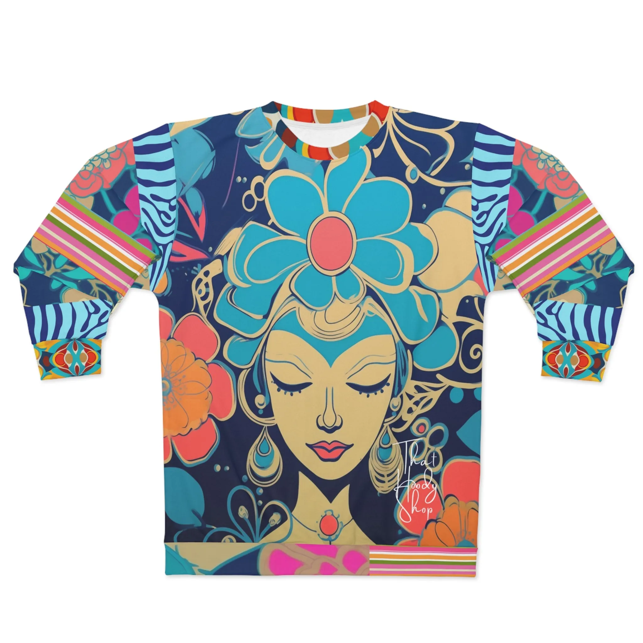 Blue Divine Floral Girl Unisex Sweatshirt