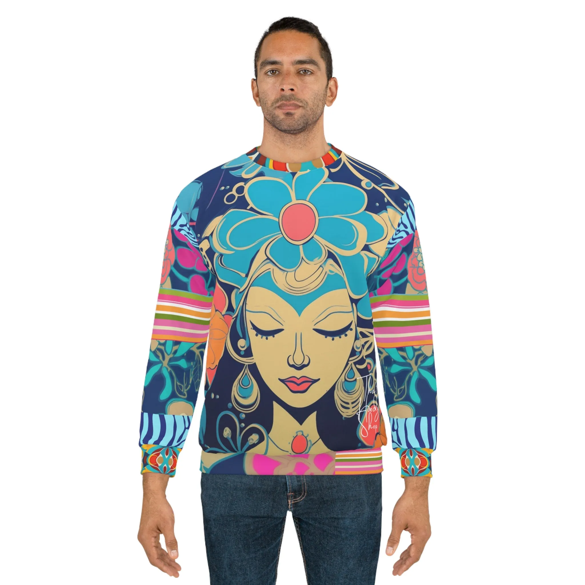 Blue Divine Floral Girl Unisex Sweatshirt