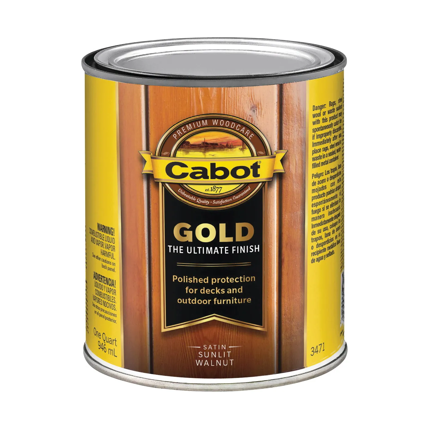 Cabot 3471 Wood Finish, Gold, Sun Lit Walnut, Liquid, 1 qt