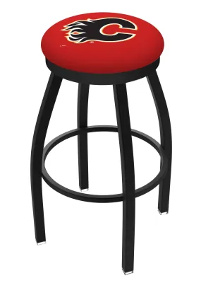 Calgary Flames HBS Black Swivel Bar Stool with Red Cushion