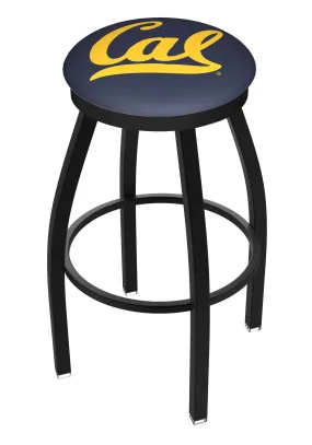 California Golden Bears HBS Black Swivel Bar Stool with Blue Cushion