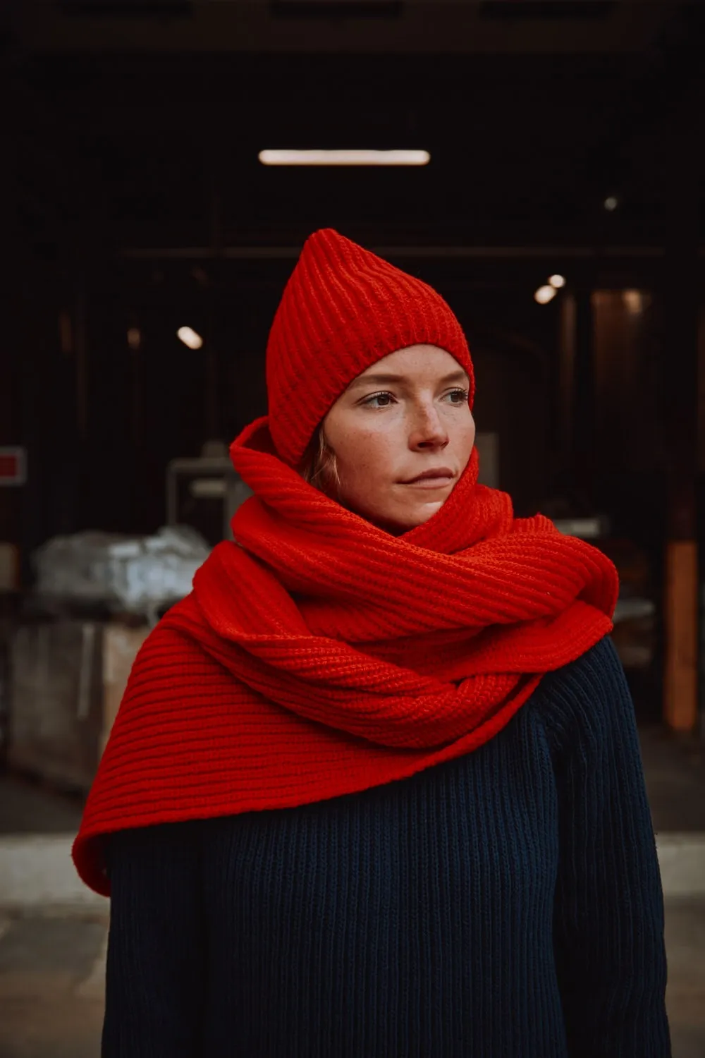 CAMILLE Long Scarf in Merino Wool - Red