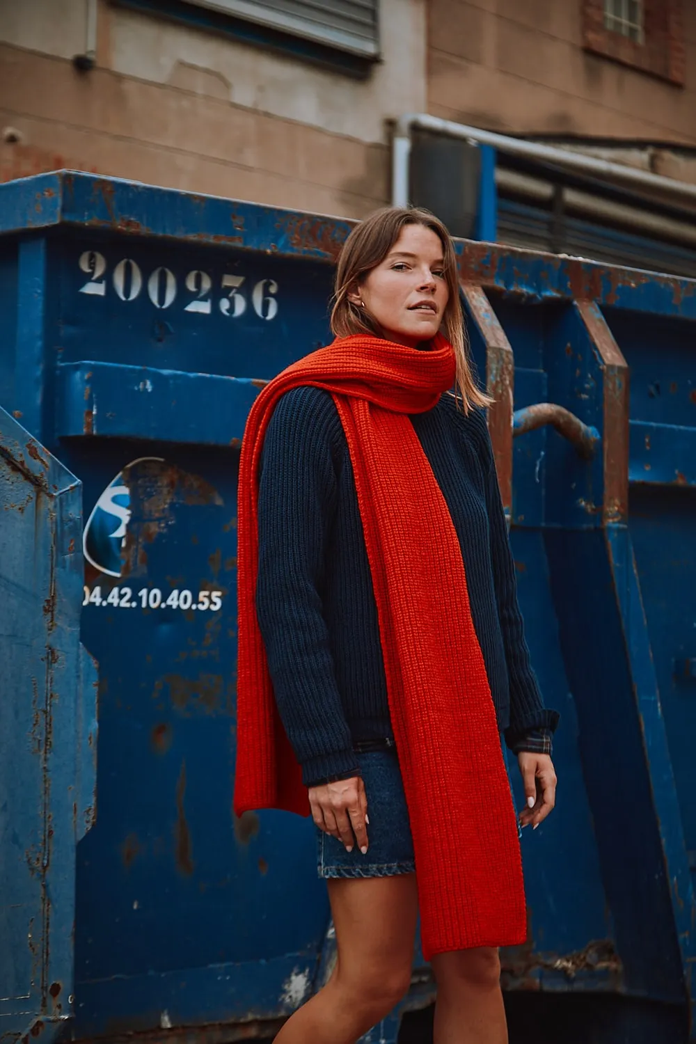 CAMILLE Long Scarf in Merino Wool - Red