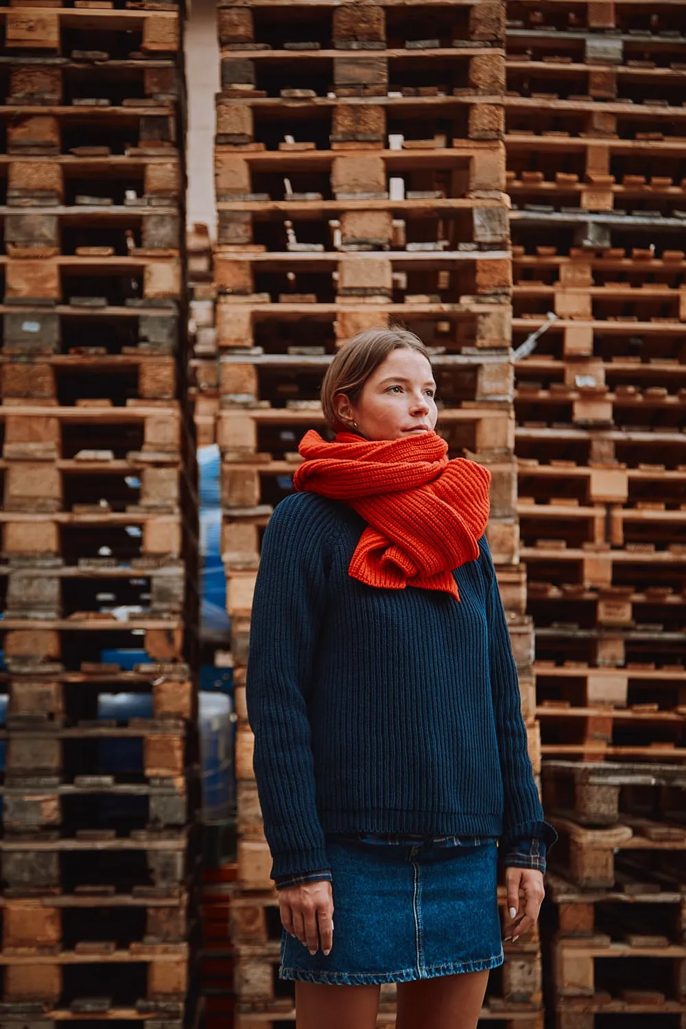 CAMILLE Long Scarf in Merino Wool - Red