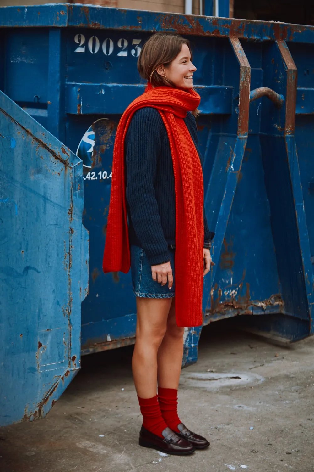 CAMILLE Long Scarf in Merino Wool - Red