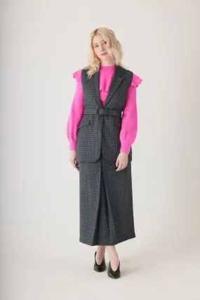 Candice Vest in Evergreen Houndstooth Wool