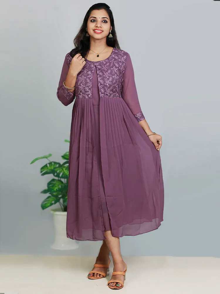 Chic Georgette Maternity Dress with Flare Overcoat - Only ₹729