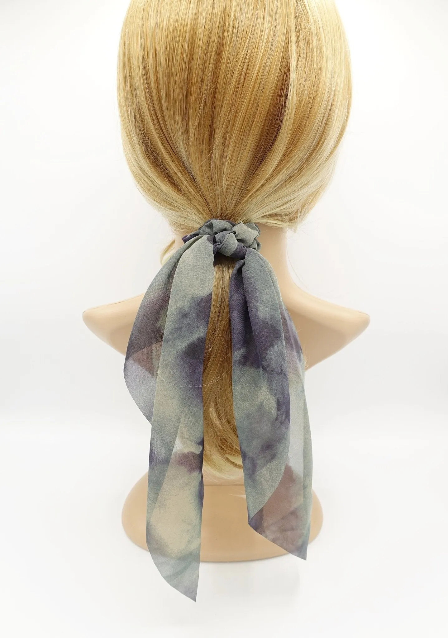 chiffon pale color long tail scrunchies bow knotted scrunchie women hair accessory