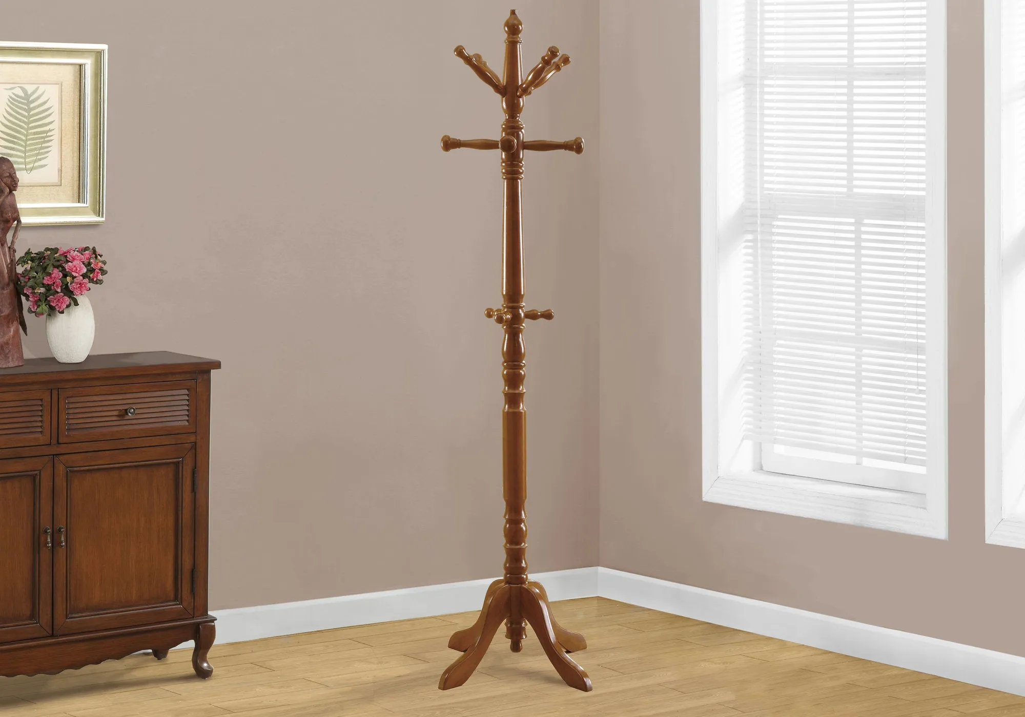 Coat Rack - 73"H / Oak Wood Traditional Style