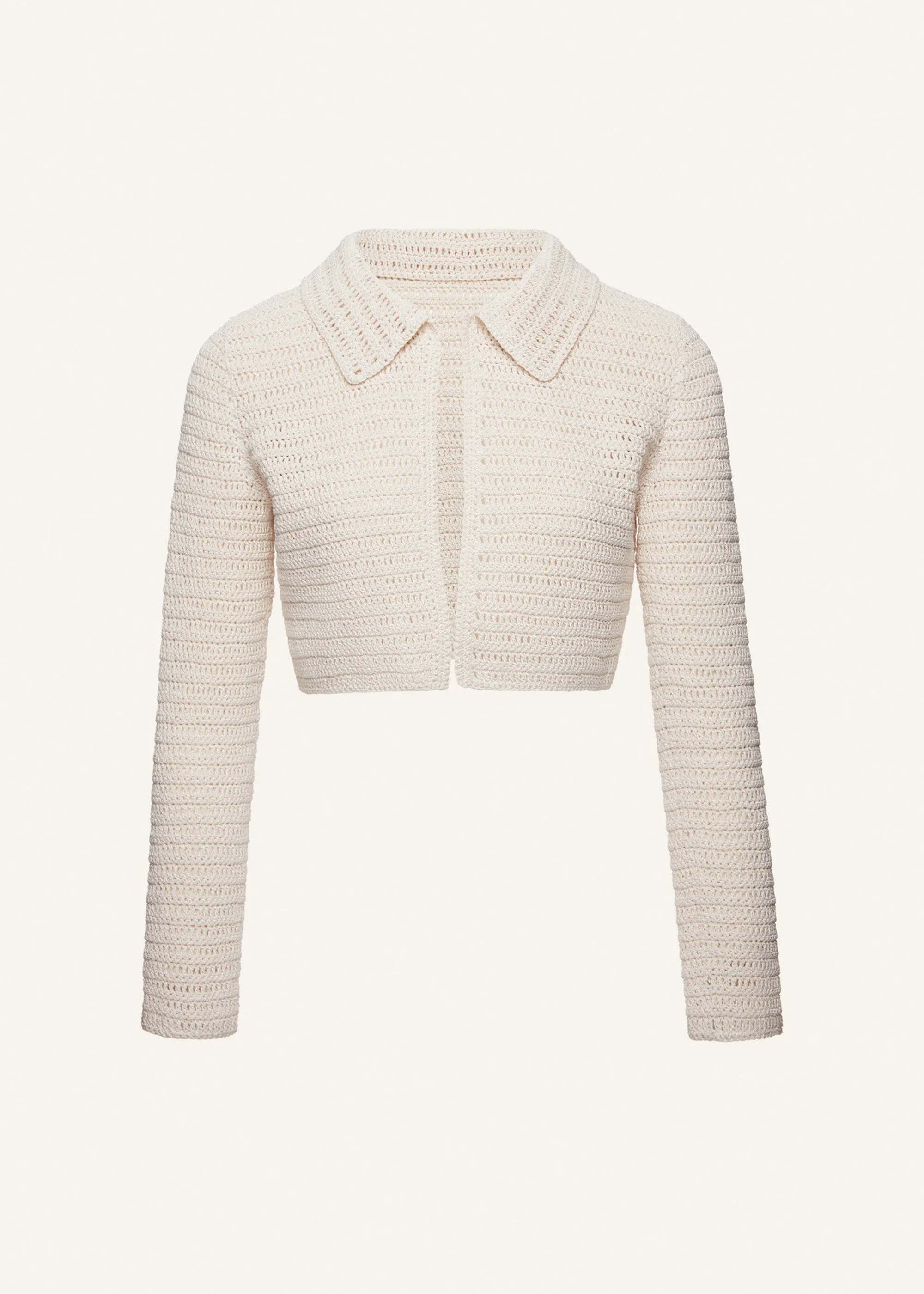 Crochet cropped bolero jacket in cream