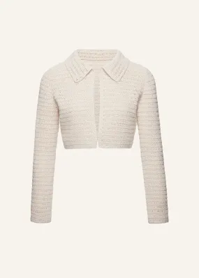 Crochet cropped bolero jacket in cream