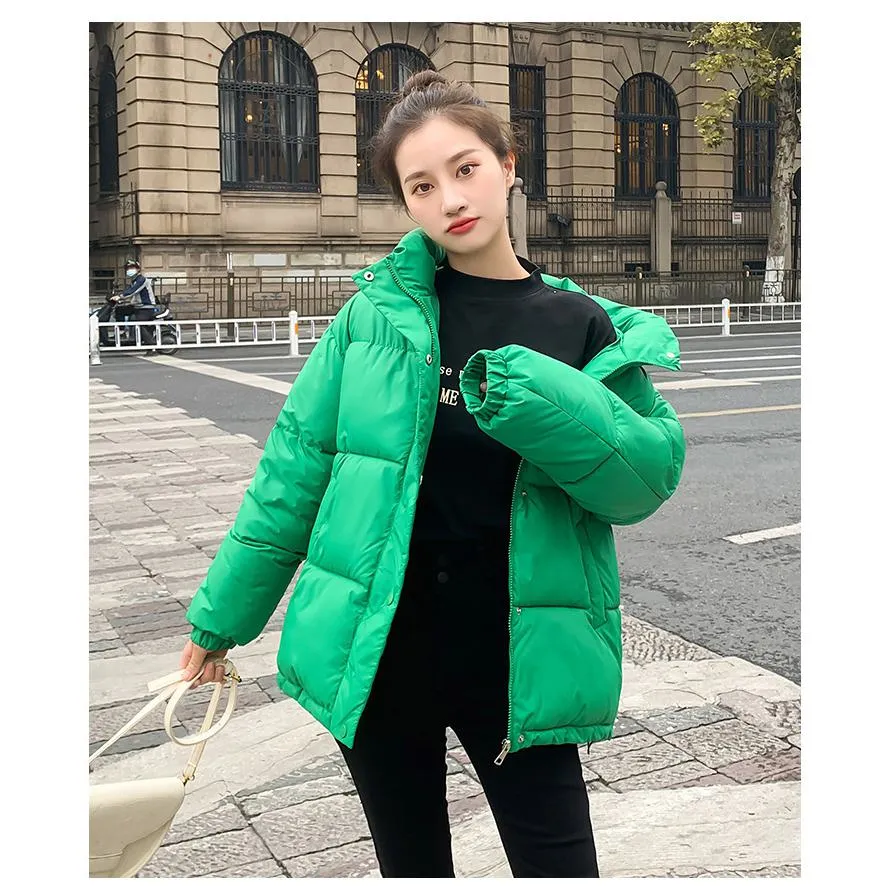 Cropped Hooded Loose Fit Puffer Jacket