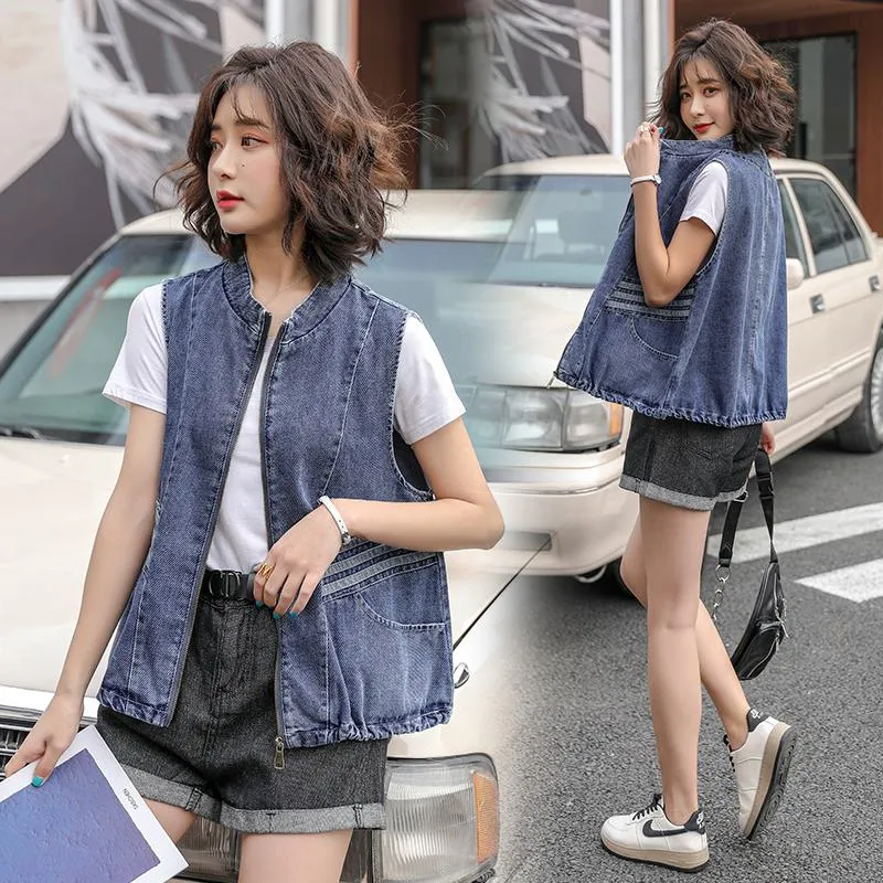 Cropped Loose Fit Denim Vest