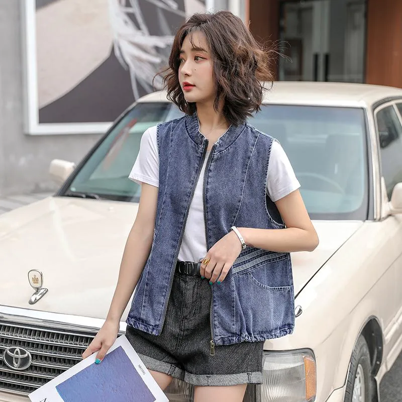 Cropped Loose Fit Denim Vest