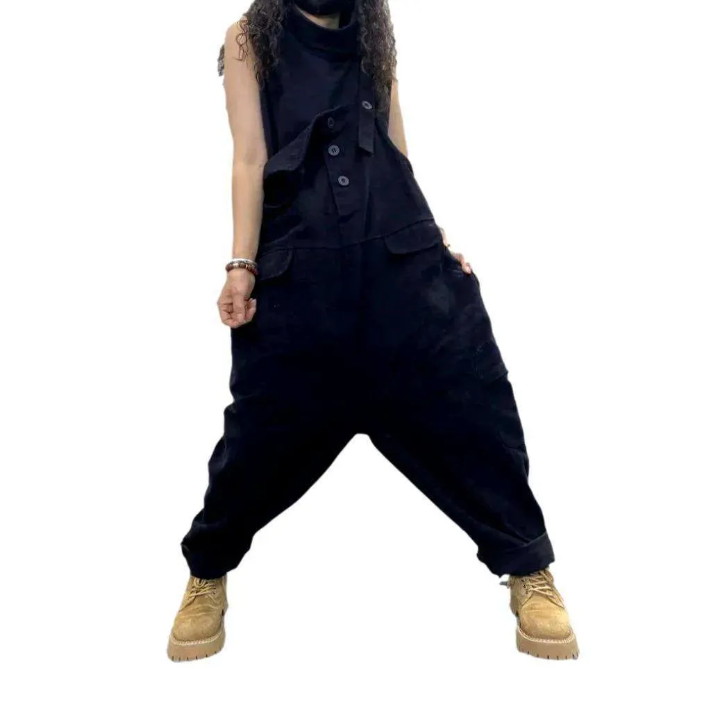 Dark baggy women's jeans overall