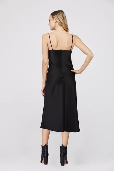 David Lerner - Kate Bias Slip Dress w/ Chain Detail in Black